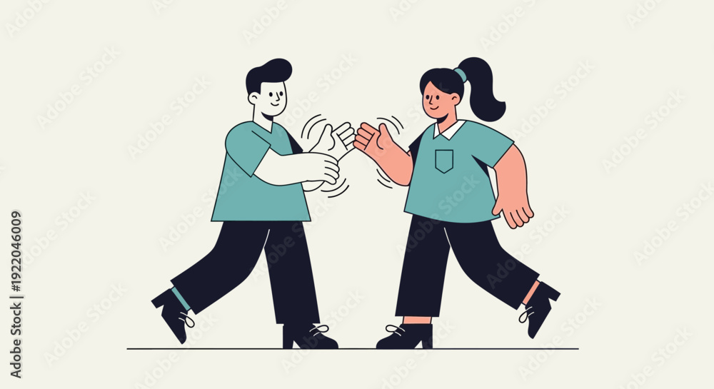 Fototapeta premium Two people bumping fists in a gesture of solidarity and celebration