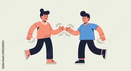 Two friends greeting each other with a high five, celebrating friendship and connection