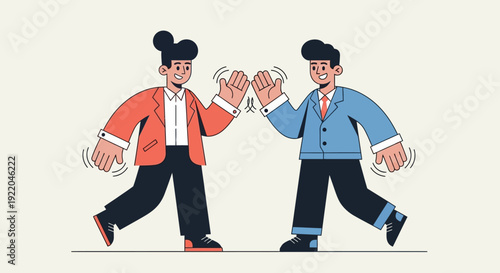 Two business people high-fiving in a gesture of success and partnership celebration