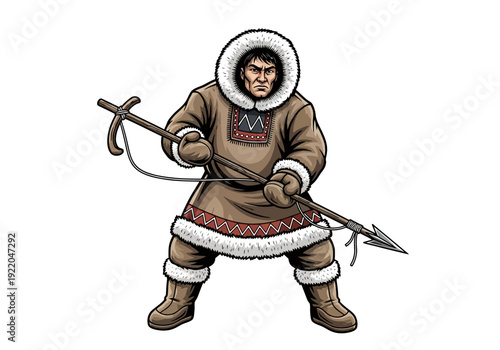 Inuit Man Wearing Traditional Clothing.