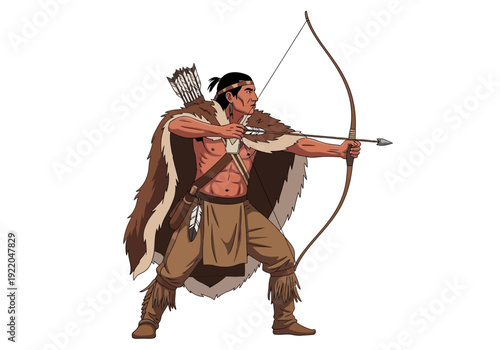 Native American Archer with Bow.