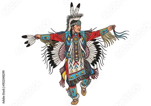 Native American Man in Traditional Dance.