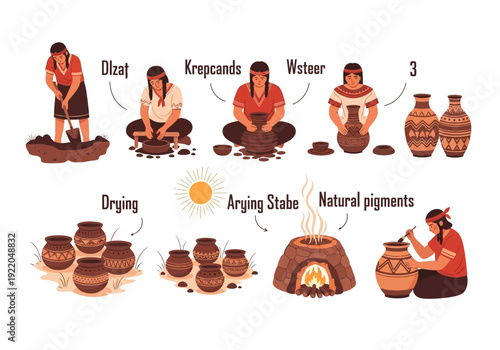 People making pottery by hand.