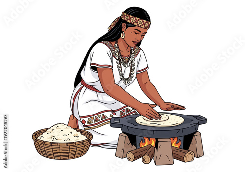 Woman making traditional flat bread.