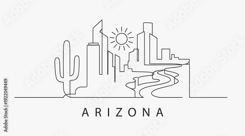 Flat Design one line without breaking the Arizona city.