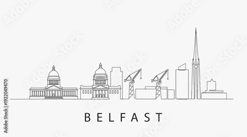 Flat Design one line without breaking the Belfast city.