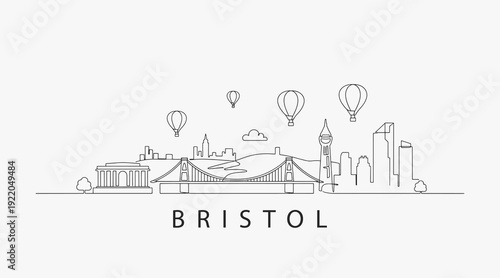 Flat Design one line without breaking the Bristol city.