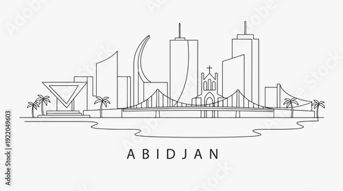 Flat Design one line without breaking the Abidjan city.