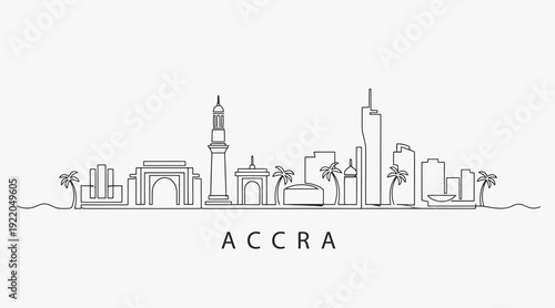 Flat Design one line without breaking the Accra city.