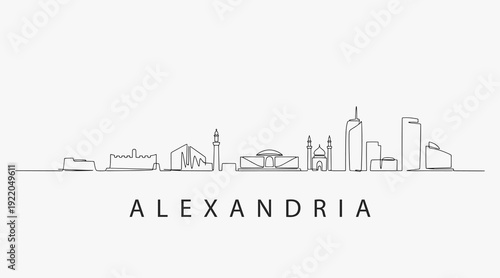 Flat Design one line without breaking the Alexandria city.