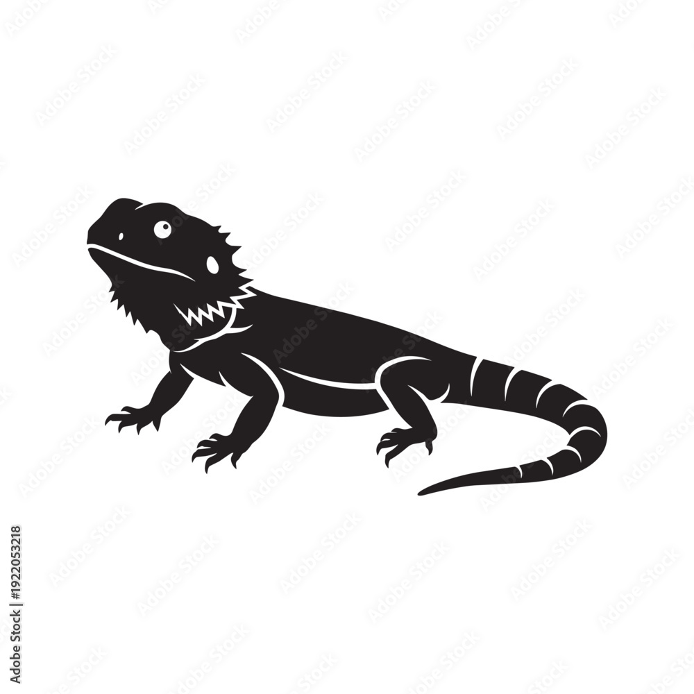 Obraz premium Black and White Iguana Illustration Minimal Reptile Wildlife Design