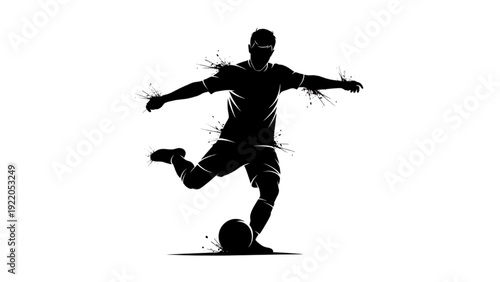 Soccer Silhouette: Powerful Male Football Kick in Competitive Motion