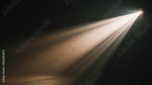 Bright Spotlight Beam Illuminating Dark Room Floor