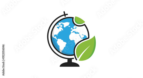 Eco friendly globe with green leaves symbolizing environmental care
