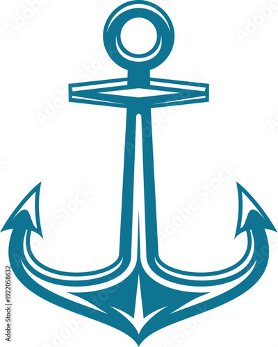 Ship anchor, marine object monochrome vector black silhouette icon. Navy armature, ocean fleet symbol. Heavy steel nautical sailing equipment. Sailor tattoo, element for sea travel agency