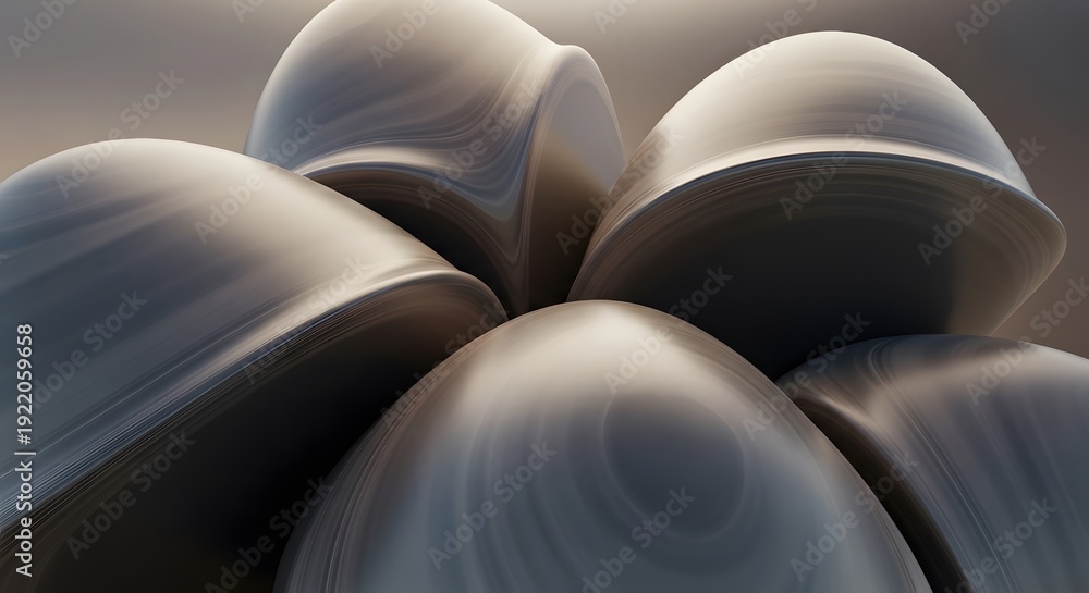 Obraz premium Abstract Organic Shapes with Metallic Sheen and Smooth Gradient Texture