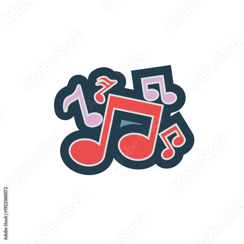 Abstract Colorful Music Notes and Sound Waves Illustration