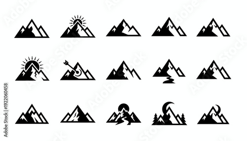 Minimal Mountain Ridge Icon Set