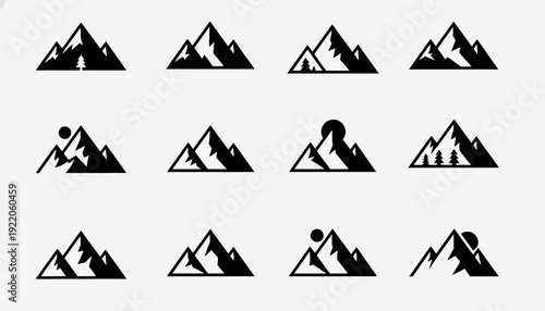 Stylized Mountain Icon Collection