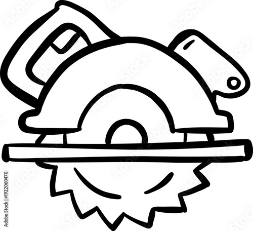 Circular Saw Line Art Doodle – Hand-drawn Sketch Style, No Background, DIY/Construction Tool Icon for Home Improvement