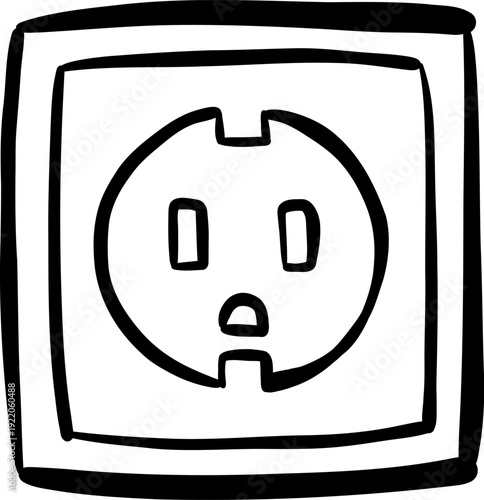 Doodle hand-drawn line art electrical outlet icon for UI design, websites, infographics, and educational materials