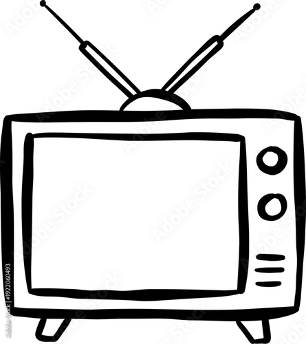 Doodle line drawing retro television – minimalist hand-drawn cartoon style for articles, blogs, presentations and educational content