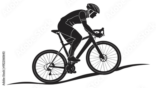 Professional cyclist riding bicycle with dynamic motion and speed