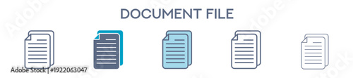 Document File Element For Design Graphic - Multi Styles. Vector Illustration Of Two Colored And Black. Multiple Icons Designs Can Be Used For Mobile, Ui, Web 