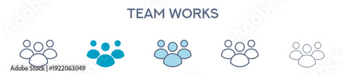 Team Works Element For Design Graphic - Multi Styles. Vector Illustration Of Two Colored And Black. Multiple Icons Designs Can Be Used For Mobile, Ui, Web 