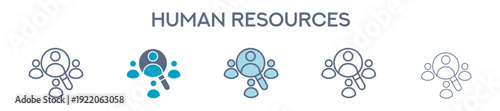 Human Resources Element For Design Graphic - Multi Styles. Vector Illustration Of Two Colored And Black. Multiple Icons Designs Can Be Used For Mobile, Ui, Web 
