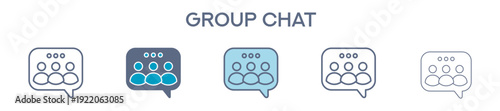 Group Chat Element For Design Graphic - Multi Styles. Vector Illustration Of Two Colored And Black. Multiple Icons Designs Can Be Used For Mobile, Ui, Web 