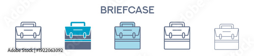 Briefcase Element For Design Graphic - Multi Styles. Vector Illustration Of Two Colored And Black. Multiple Icons Designs Can Be Used For Mobile, Ui, Web 