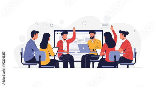 Teamwork Meeting: People Brainstorming Ideas in a Modern Office Setting