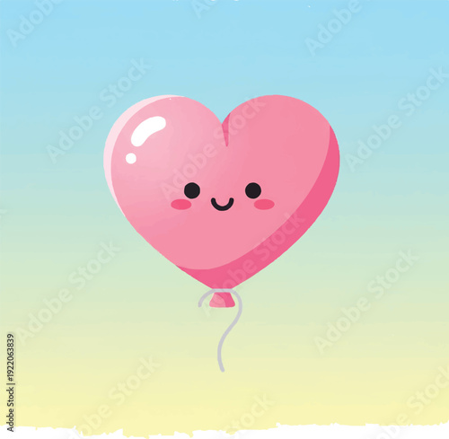 Pink Heart Shaped Balloon with Smiling Face 2.