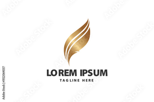Abstract Golden Feather Quill Icon