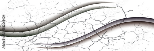 Vector black line background curve element with white space with cracks for text and message design, overlapping layers, vector.