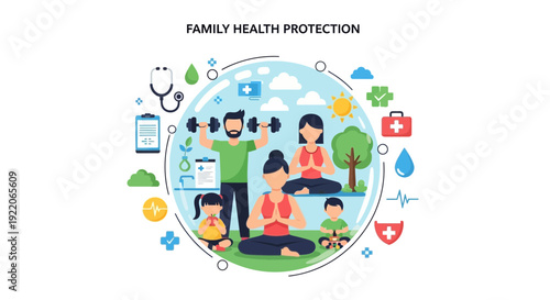 Family enjoying healthy lifestyle with exercise and wellness