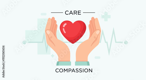 Compassionate hands cradling a heart symbolizing care and kindness