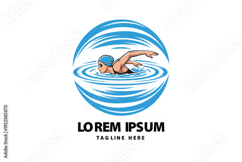 Swimming Athlete in Water Ripple