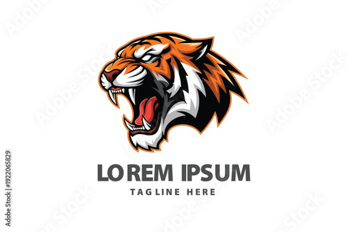 Roaring Tiger Head Mascot Logo