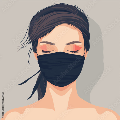 A blindfolded and a gagged one. Isolated Vector Illustration , vector style simple color