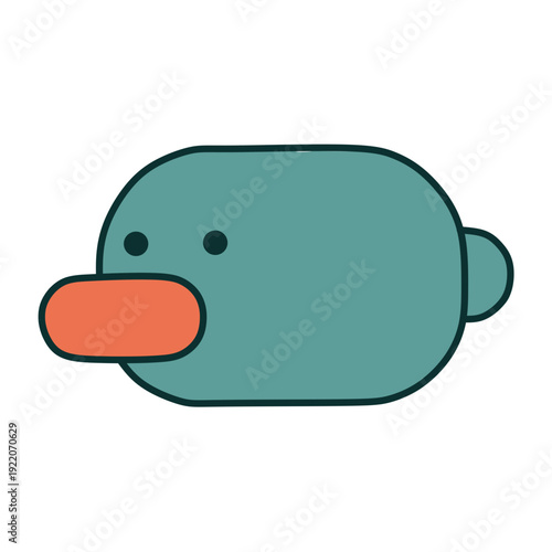 Abstract Geometric Capsule Platypus Icon Minimalist Flat Vector Design