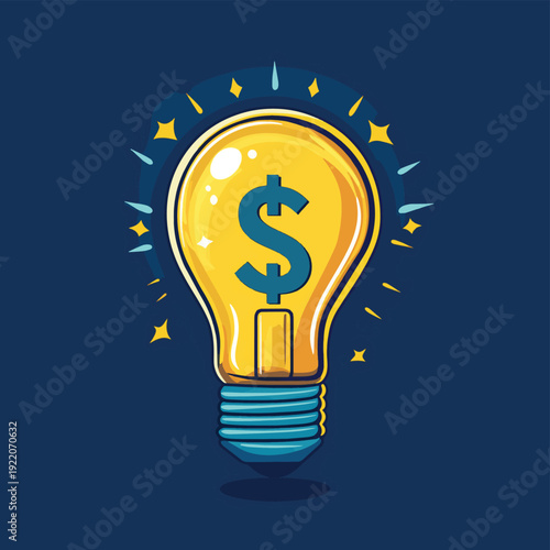A light bulb with money sign at the center. Isolated Vector Illustration , vector style simple color