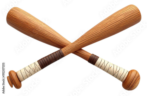A vector graphic illustration of two wooden baseball bats crossed over each other