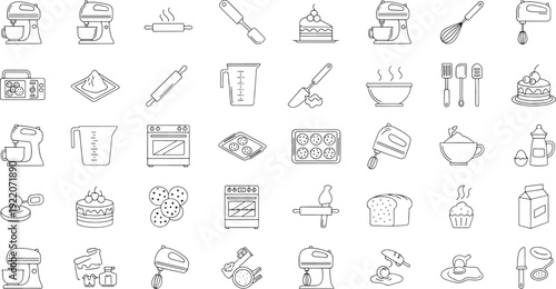 Baking and Cooking Collection Kitchen Appliances Utensils and Food