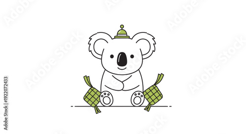 Koala bear with bamboo hampers for festive gift display