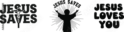 Jesus saves and loves silhouette inspirational christian art