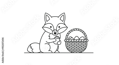 Fox with Basket of Eggs