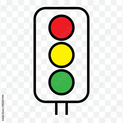 Illustration showing a colored traffic light icon with a black outline on a transparent background.