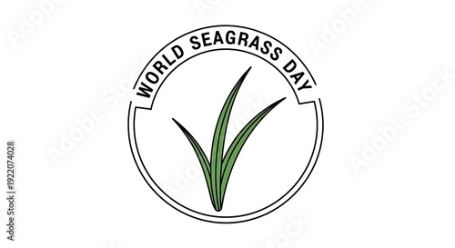 Green Seagrass Leaves Circular Emblem
